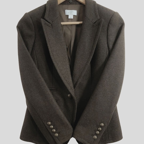 Wool Military Jacket w/ Removable Faux Fur Collar – Gray/Olive 2P - Picture 2 of 7